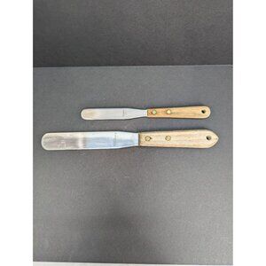 Vintage Wilton Stainless Steel Spatulas Lot of 2 Stainless Wooden Handle Japan
